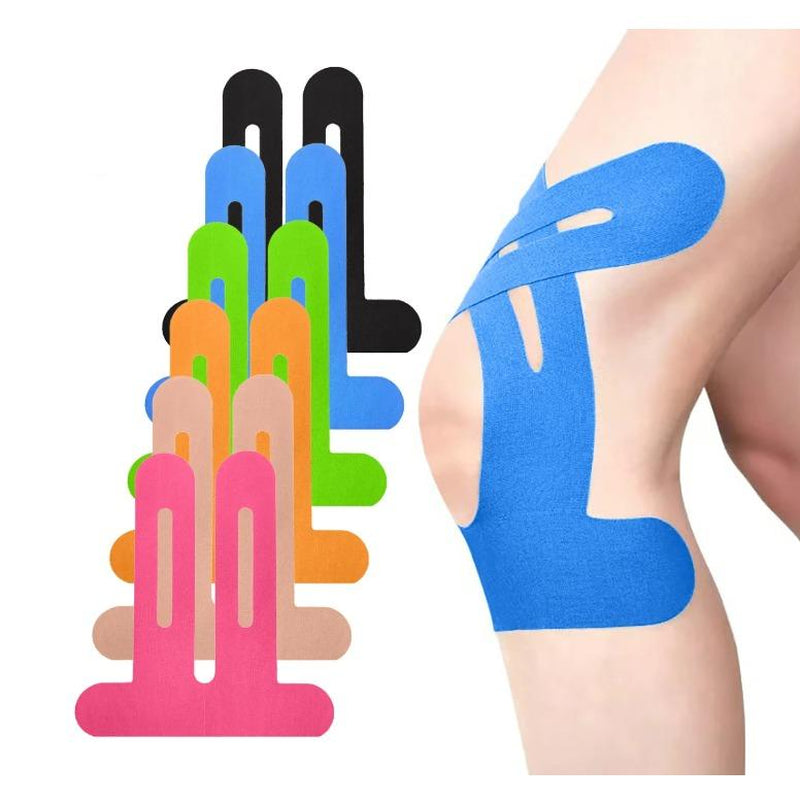 Precut Knee Kinesiology Tape, 10 Strips – Athletic Recovery & Pain Relief, Waterproof Elastic Tape, Breathable Hypoallergenic & Latex-Free Support