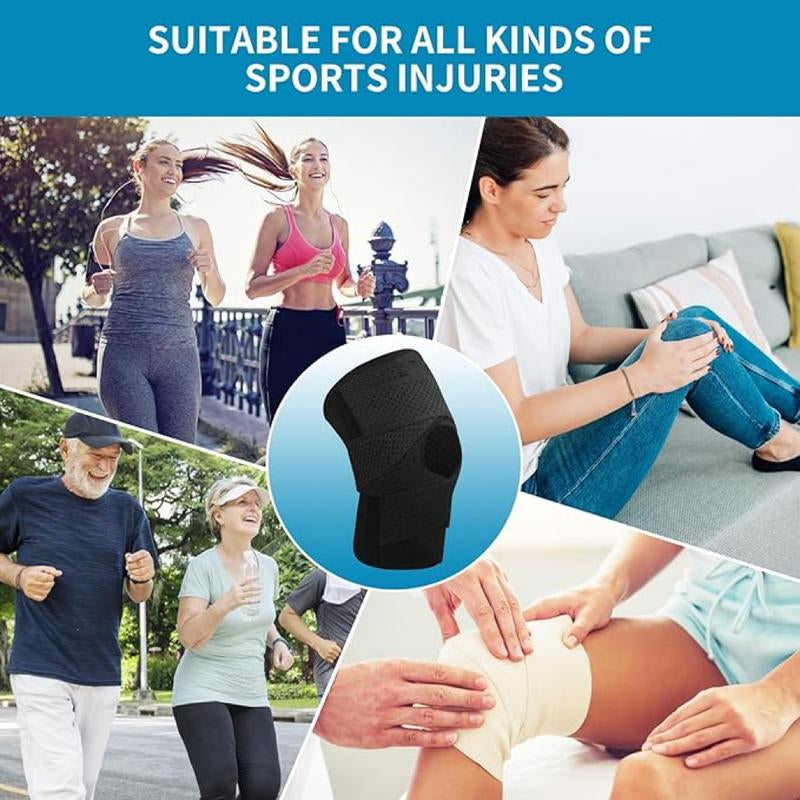 Knee Brace with Side Stabilizers for ACL,MCL, Meniscus Tear & Arthritis Pain Relief - Adjustable & Injury Recovery,Breathable Knee Support for Men & Women Football Gear Healthcare Tool Black
