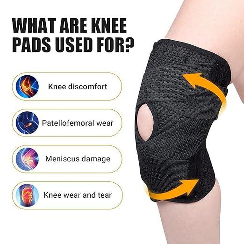 Knee Brace with Side Stabilizers for ACL,MCL, Meniscus Tear & Arthritis Pain Relief - Adjustable & Injury Recovery,Breathable Knee Support for Men & Women Football Gear Healthcare Tool Black