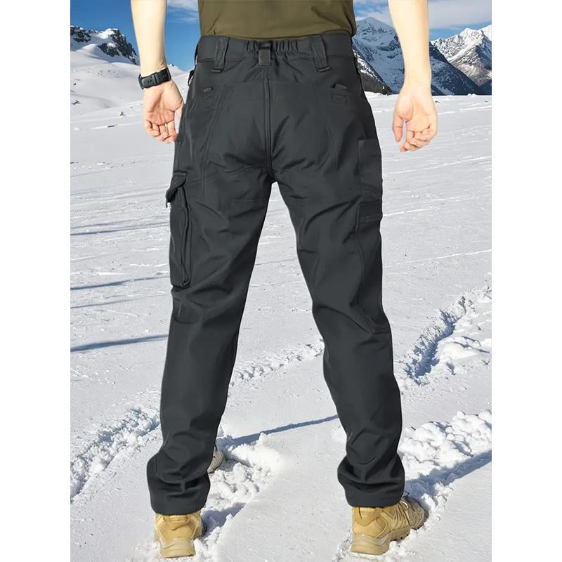 HOMUG Men'S Olive Green Tactical Joggers with Multi-Pockets Windproof Warm Fleece Leggings for Outdoor Activities Sports & Casual Wear Soft Shell Fabric