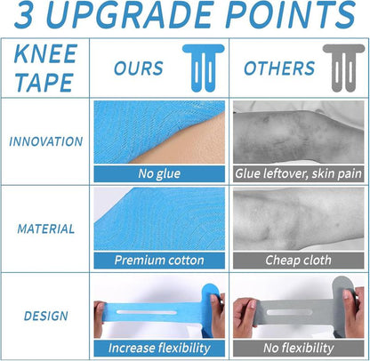 Precut Knee Kinesiology Tape, 10 Strips – Athletic Recovery & Pain Relief, Waterproof Elastic Tape, Breathable Hypoallergenic & Latex-Free Support
