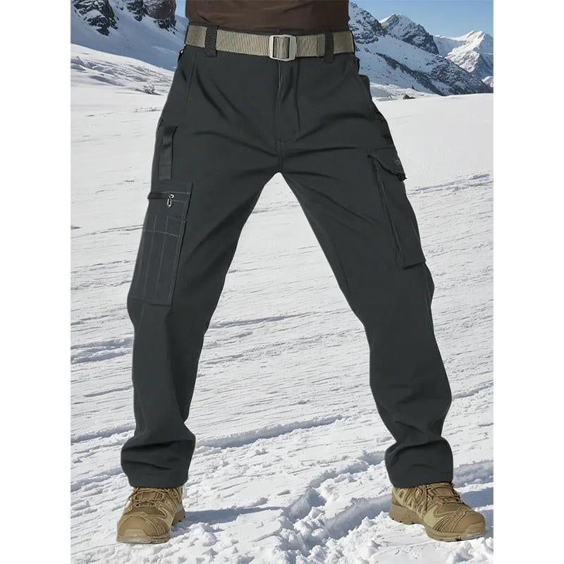 HOMUG Men'S Olive Green Tactical Joggers with Multi-Pockets Windproof Warm Fleece Leggings for Outdoor Activities Sports & Casual Wear Soft Shell Fabric