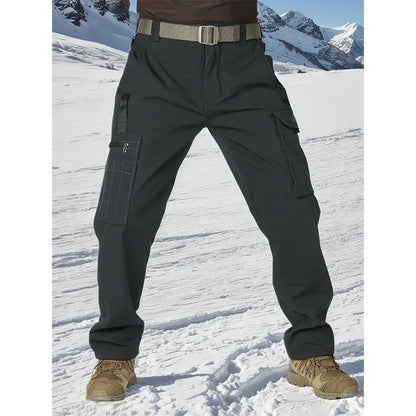 HOMUG Men'S Olive Green Tactical Joggers with Multi-Pockets Windproof Warm Fleece Leggings for Outdoor Activities Sports & Casual Wear Soft Shell Fabric