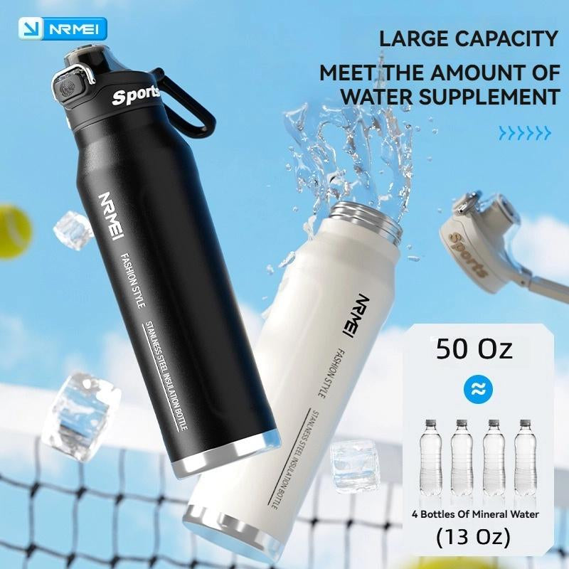 Insulated Water Bottle with 2-In-1 Straw and Spout Lid, Double Wall Vacuum Keep Cold 24H, Leak-Proof, Bpa-Free, Fits in Car Cup Holder, Stainless Steel Water Bottles for Sports, Travel, and School