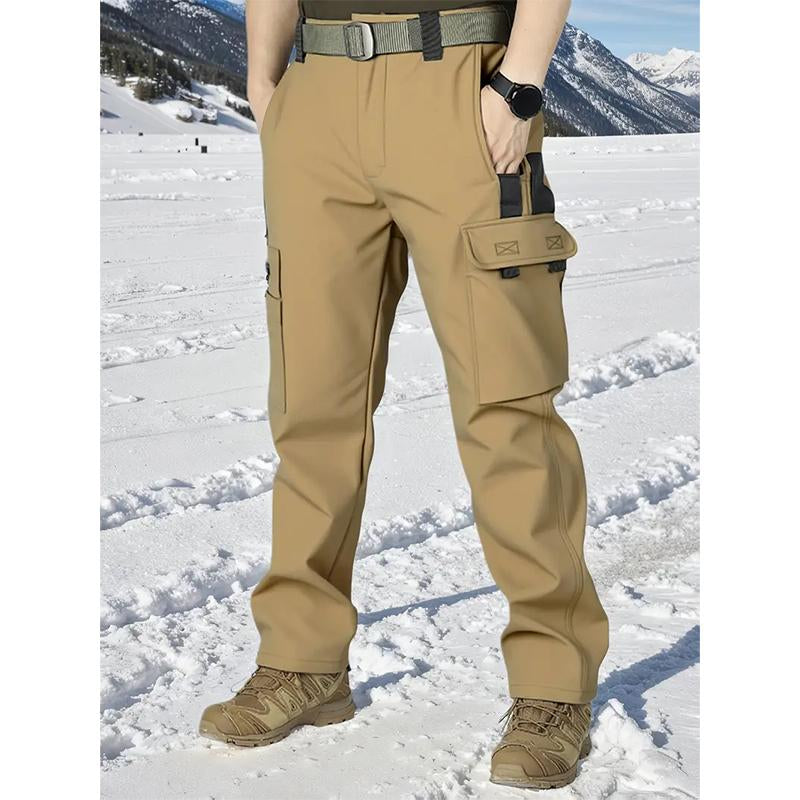 HOMUG Men'S Olive Green Tactical Joggers with Multi-Pockets Windproof Warm Fleece Leggings for Outdoor Activities Sports & Casual Wear Soft Shell Fabric