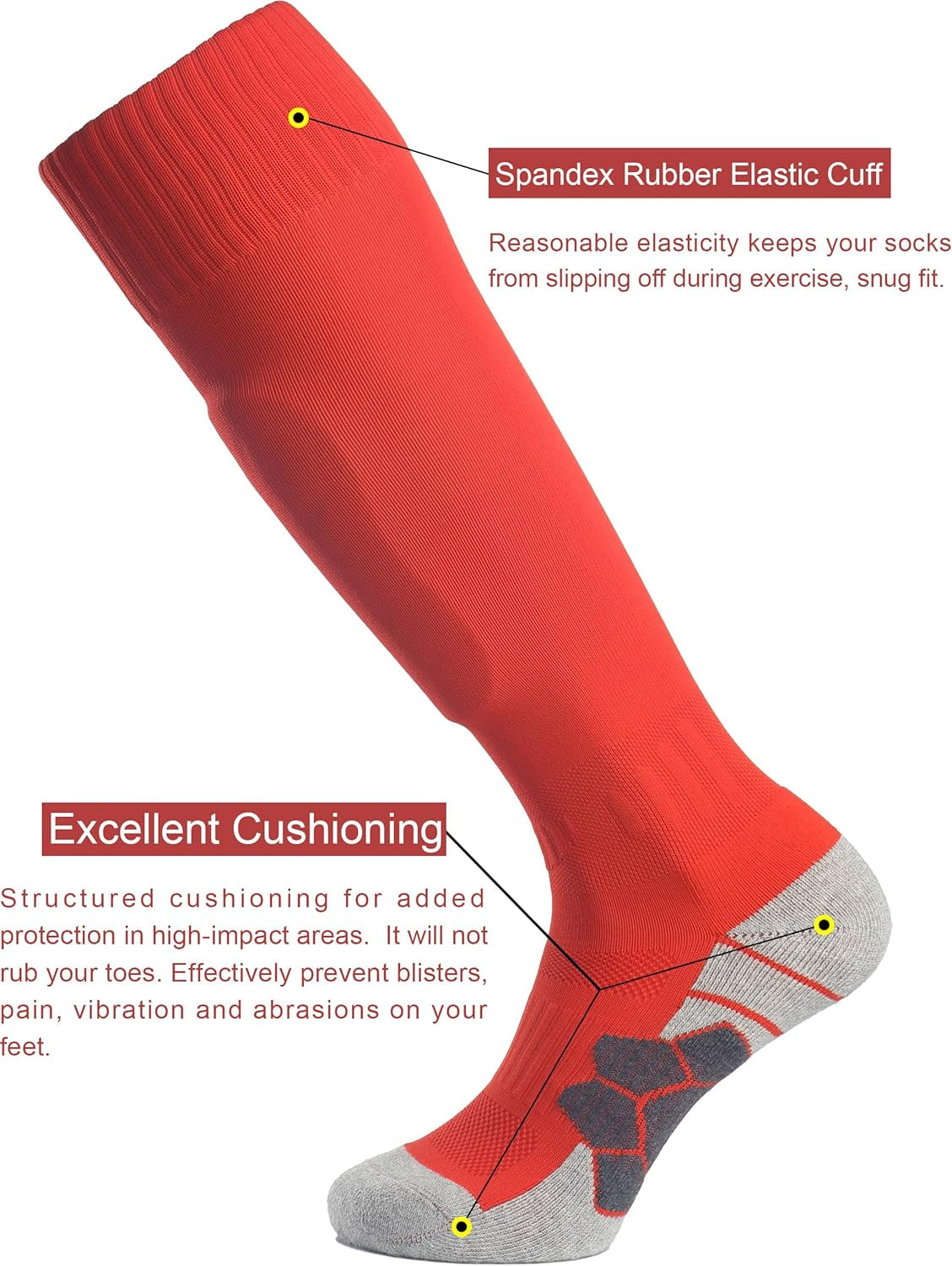 Knee High Soccer Socks (1/3/5 Pair) Team Sport Cushion Athletic Socks for Kids Youth Adult