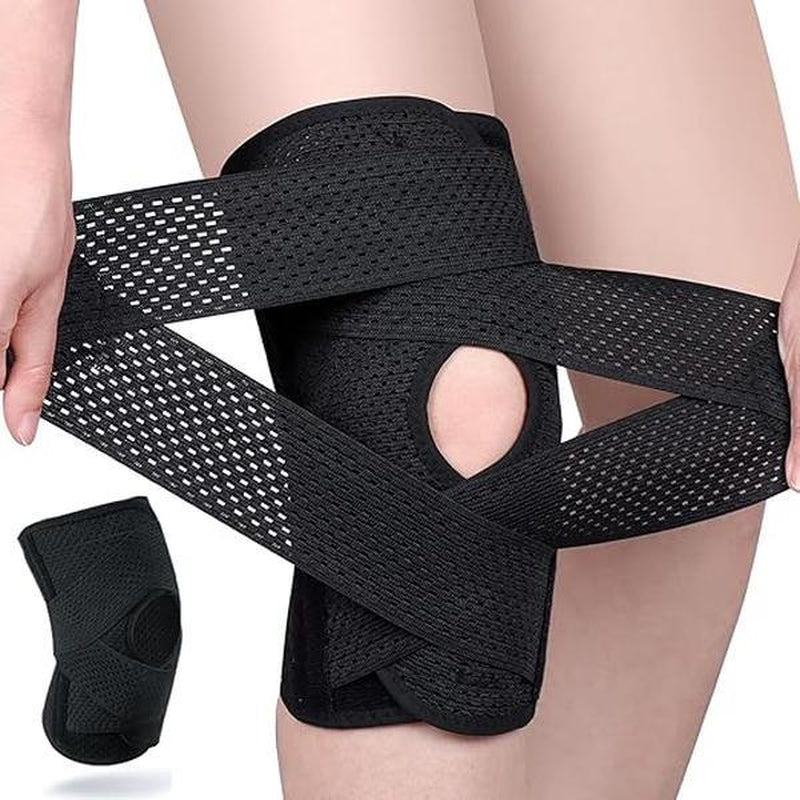 Knee Brace with Side Stabilizers for ACL,MCL, Meniscus Tear & Arthritis Pain Relief - Adjustable & Injury Recovery,Breathable Knee Support for Men & Women Football Gear Healthcare Tool Black