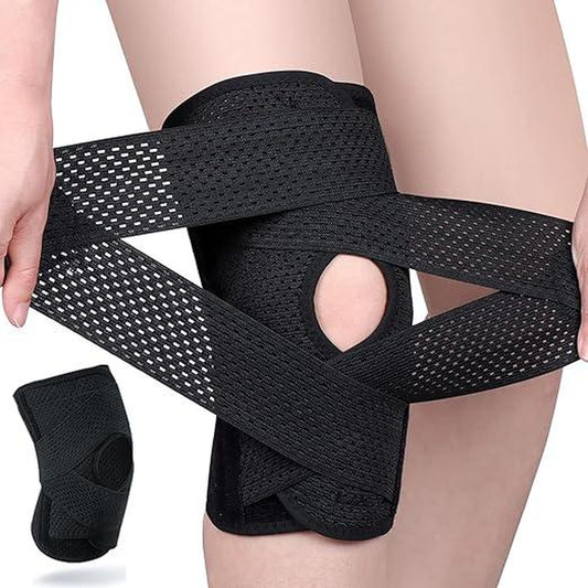 Knee Brace with Side Stabilizers for ACL,MCL, Meniscus Tear & Arthritis Pain Relief - Adjustable & Injury Recovery,Breathable Knee Support for Men & Women Football Gear Healthcare Tool Black