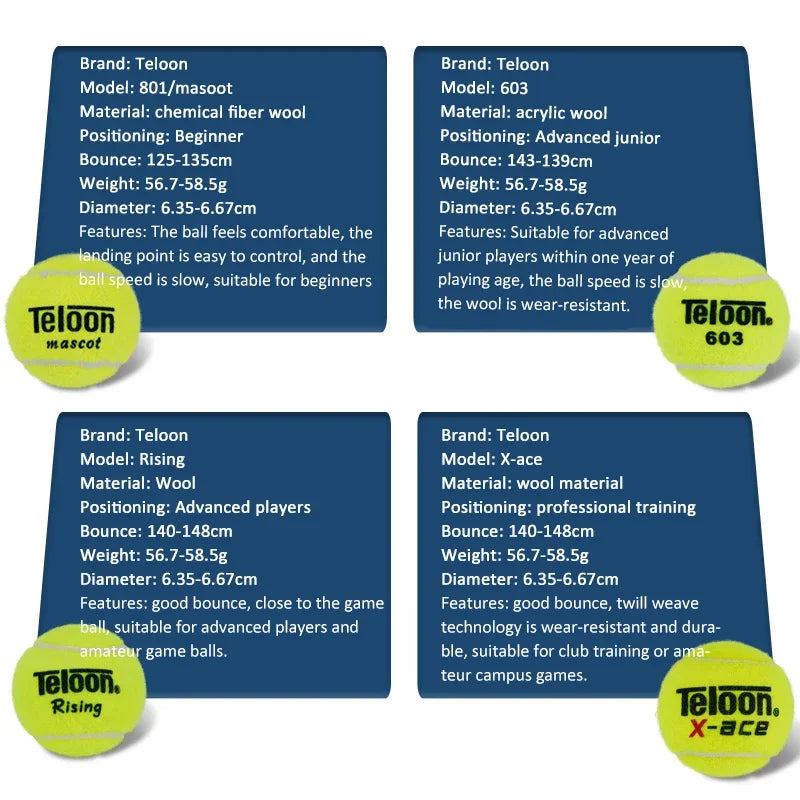 10Pcs  Tennis Balls Rising Good Bounce for Advanced Player Amateur Competition Practice Training Wool Tennis Ball