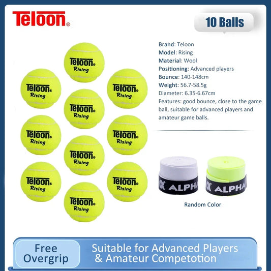 10Pcs  Tennis Balls Rising Good Bounce for Advanced Player Amateur Competition Practice Training Wool Tennis Ball