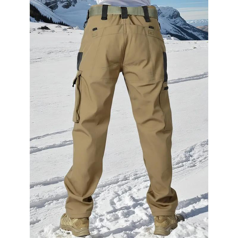 HOMUG Men'S Olive Green Tactical Joggers with Multi-Pockets Windproof Warm Fleece Leggings for Outdoor Activities Sports & Casual Wear Soft Shell Fabric