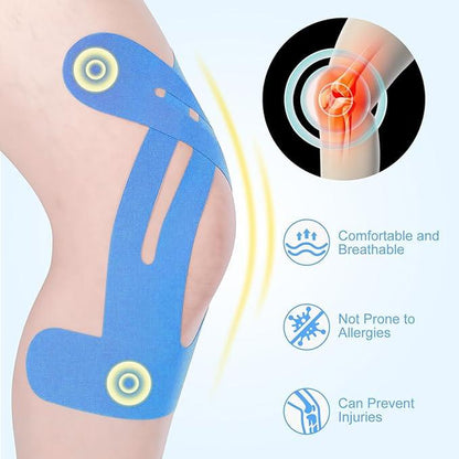 Precut Knee Kinesiology Tape, 10 Strips – Athletic Recovery & Pain Relief, Waterproof Elastic Tape, Breathable Hypoallergenic & Latex-Free Support