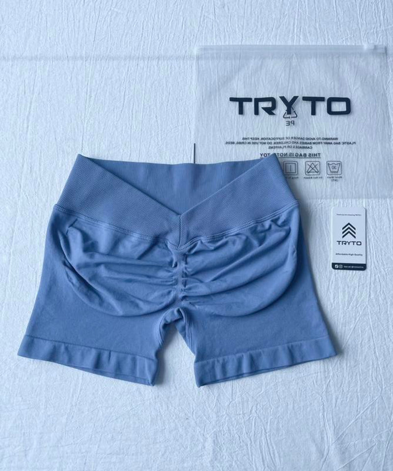 TRYTO LJ V-Back Scrunch Shorts Sports Yoga Women Workout Fitness Gym Outdoor Running Short