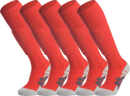 Knee High Soccer Socks (1/3/5 Pair) Team Sport Cushion Athletic Socks for Kids Youth Adult