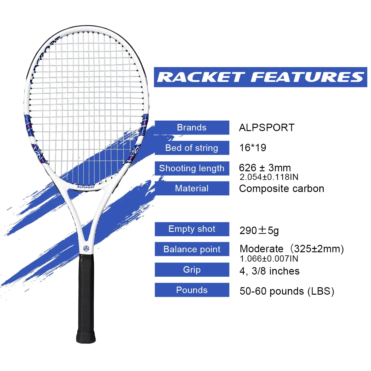 Carbon Fiber Tennis Racket T800 18K-Professional Grade with Bag&Strap Lightweight Training Racquet for Adults Men&Women