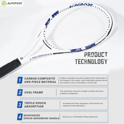 Carbon Fiber Tennis Racket T800 18K-Professional Grade with Bag&Strap Lightweight Training Racquet for Adults Men&Women