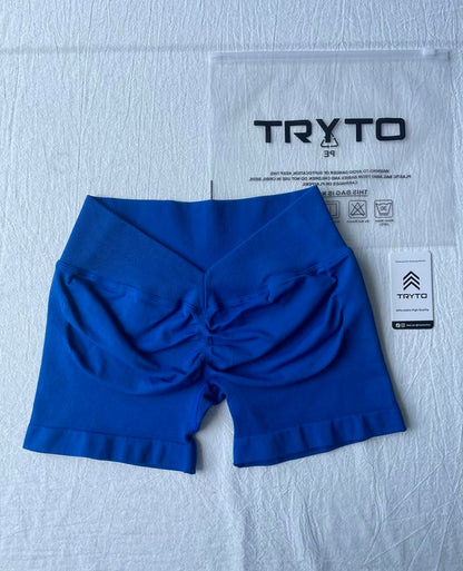 TRYTO LJ V-Back Scrunch Shorts Sports Yoga Women Workout Fitness Gym Outdoor Running Short