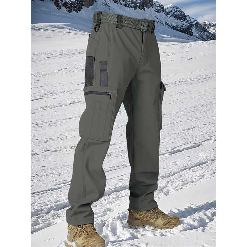 HOMUG Men'S Olive Green Tactical Joggers with Multi-Pockets Windproof Warm Fleece Leggings for Outdoor Activities Sports & Casual Wear Soft Shell Fabric