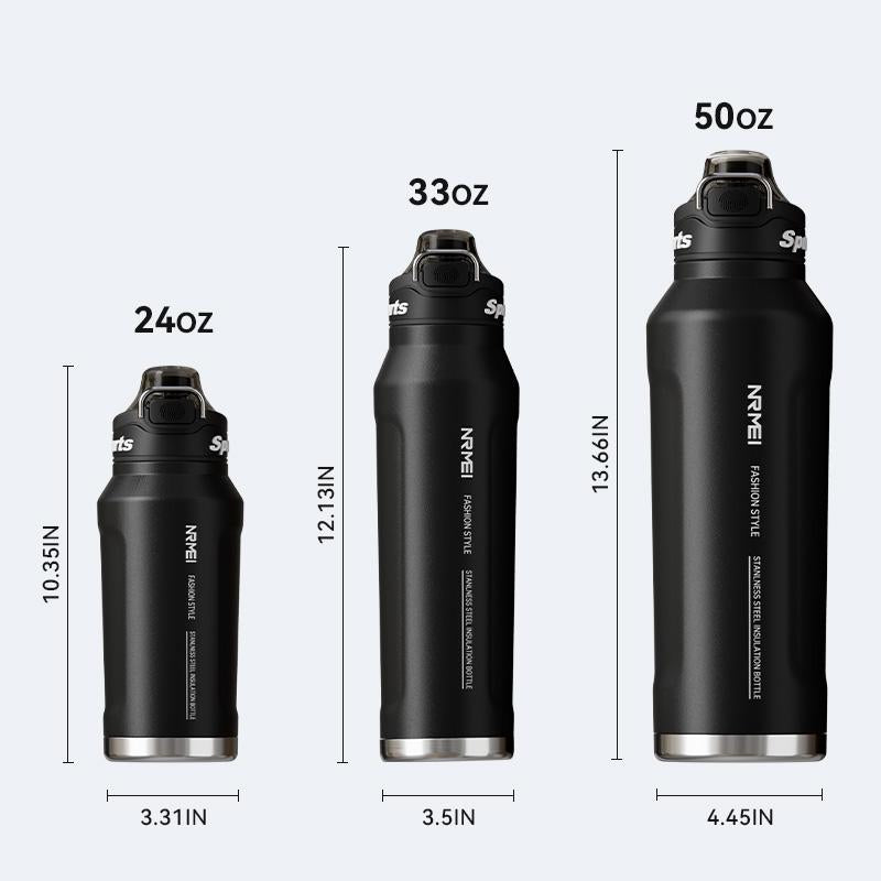 Insulated Water Bottle with 2-In-1 Straw and Spout Lid, Double Wall Vacuum Keep Cold 24H, Leak-Proof, Bpa-Free, Fits in Car Cup Holder, Stainless Steel Water Bottles for Sports, Travel, and School