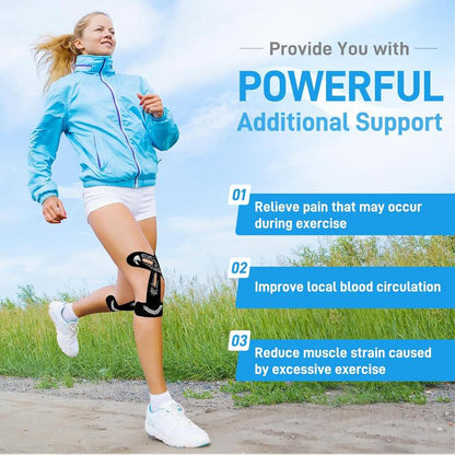 Precut Knee Kinesiology Tape, 10 Strips – Athletic Recovery & Pain Relief, Waterproof Elastic Tape, Breathable Hypoallergenic & Latex-Free Support