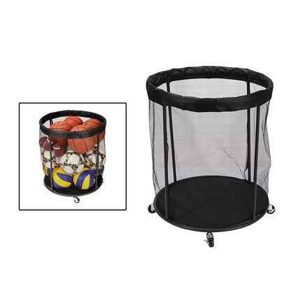 Rolling Sports Ball Storage Cart Heavy Duty for Garage Lockable Wheels Mesh Ball