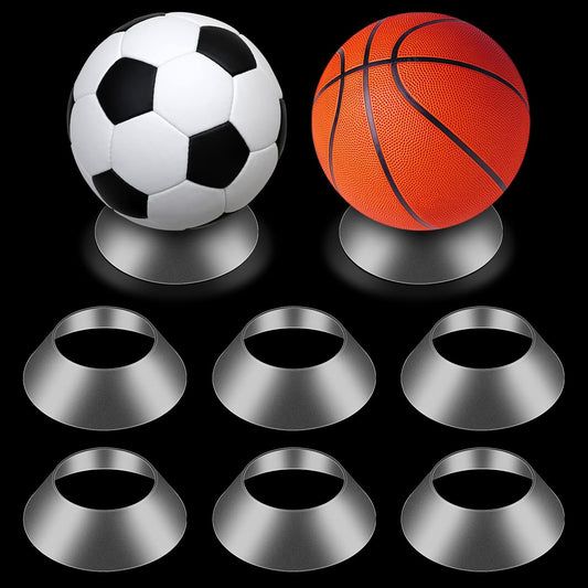 6 Pcs Memorabilia Ball Display Stand Pedestal Ball Stand Holder for Soccer Basketball Football Volleyball Softball Bowling(Transparent)