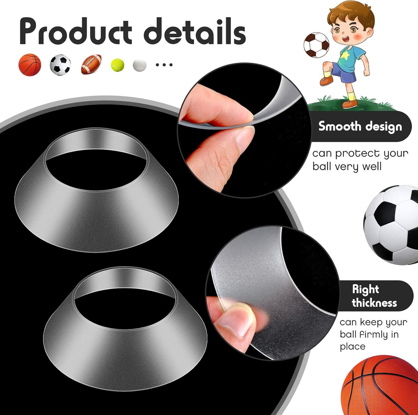 6 Pcs Memorabilia Ball Display Stand Pedestal Ball Stand Holder for Soccer Basketball Football Volleyball Softball Bowling(Transparent)