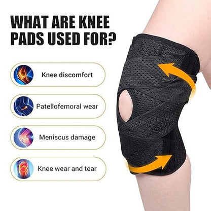 Knee Brace with Side Stabilizers for ACL,MCL, Meniscus Tear & Arthritis Pain Relief - Adjustable & Injury Recovery,Breathable Knee Support for Men & Women Football Gear Healthcare Tool Black