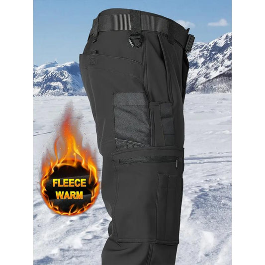 HOMUG Men'S Olive Green Tactical Joggers with Multi-Pockets Windproof Warm Fleece Leggings for Outdoor Activities Sports & Casual Wear Soft Shell Fabric