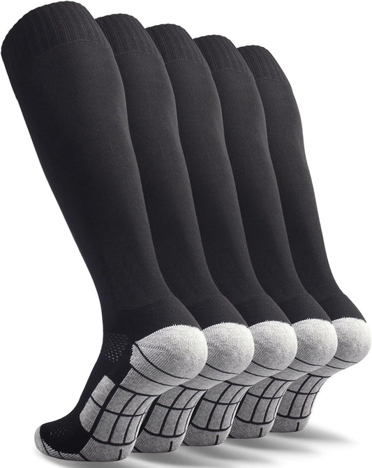 Soccer Socks (1/3/5 Pairs) Team Sport Knee High Socks for Adult Youth Kids