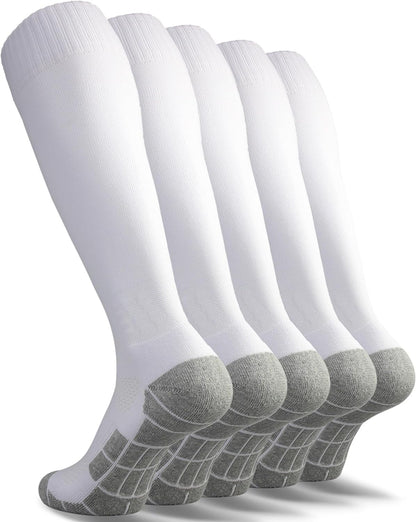 Soccer Socks (1/3/5 Pairs) Team Sport Knee High Socks for Adult Youth Kids