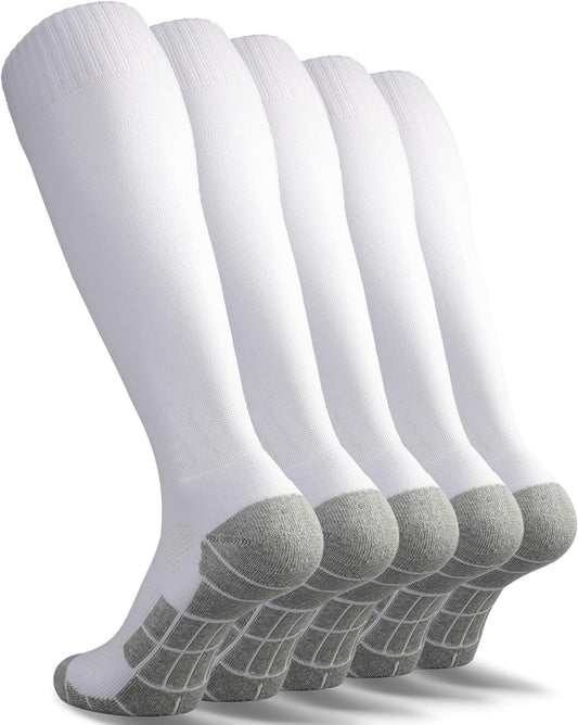 Soccer Socks (1/3/5 Pairs) Team Sport Knee High Socks for Adult Youth Kids